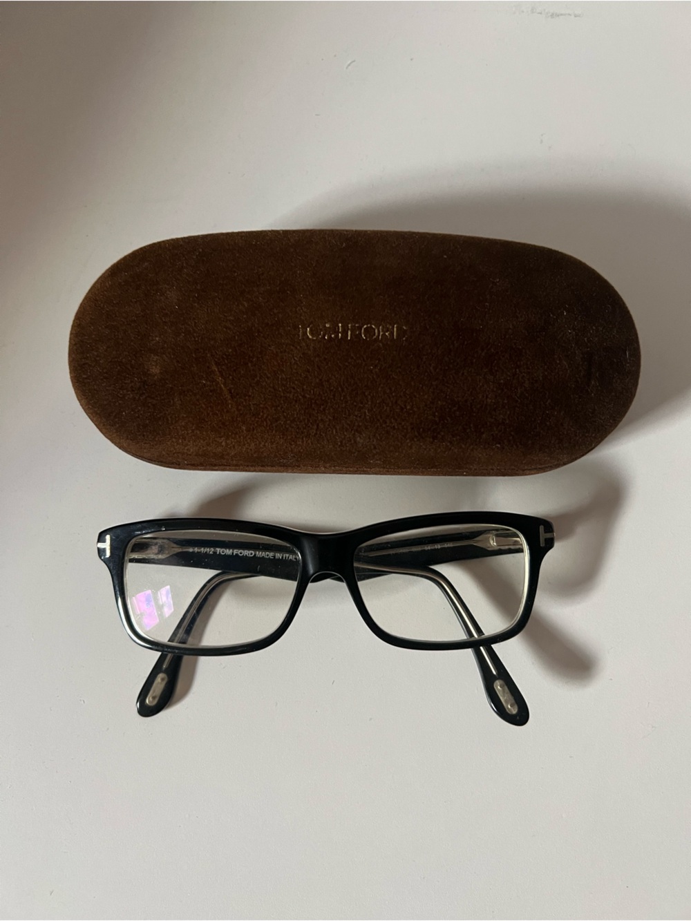 Tom Ford Black Rectangular Women's Glasses with Brown Suede Case